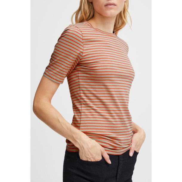 IHMIRA T-shirt Hot Coral Stripe