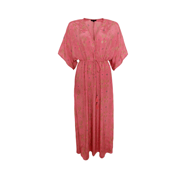 BCLUNA Long V-Neck Dress Argyle Pink